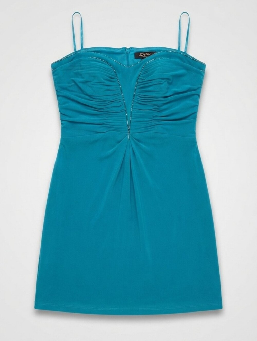 Venus Teal Blue Strapless Ruched Cocktail Dress Corset Back Plus Size 1